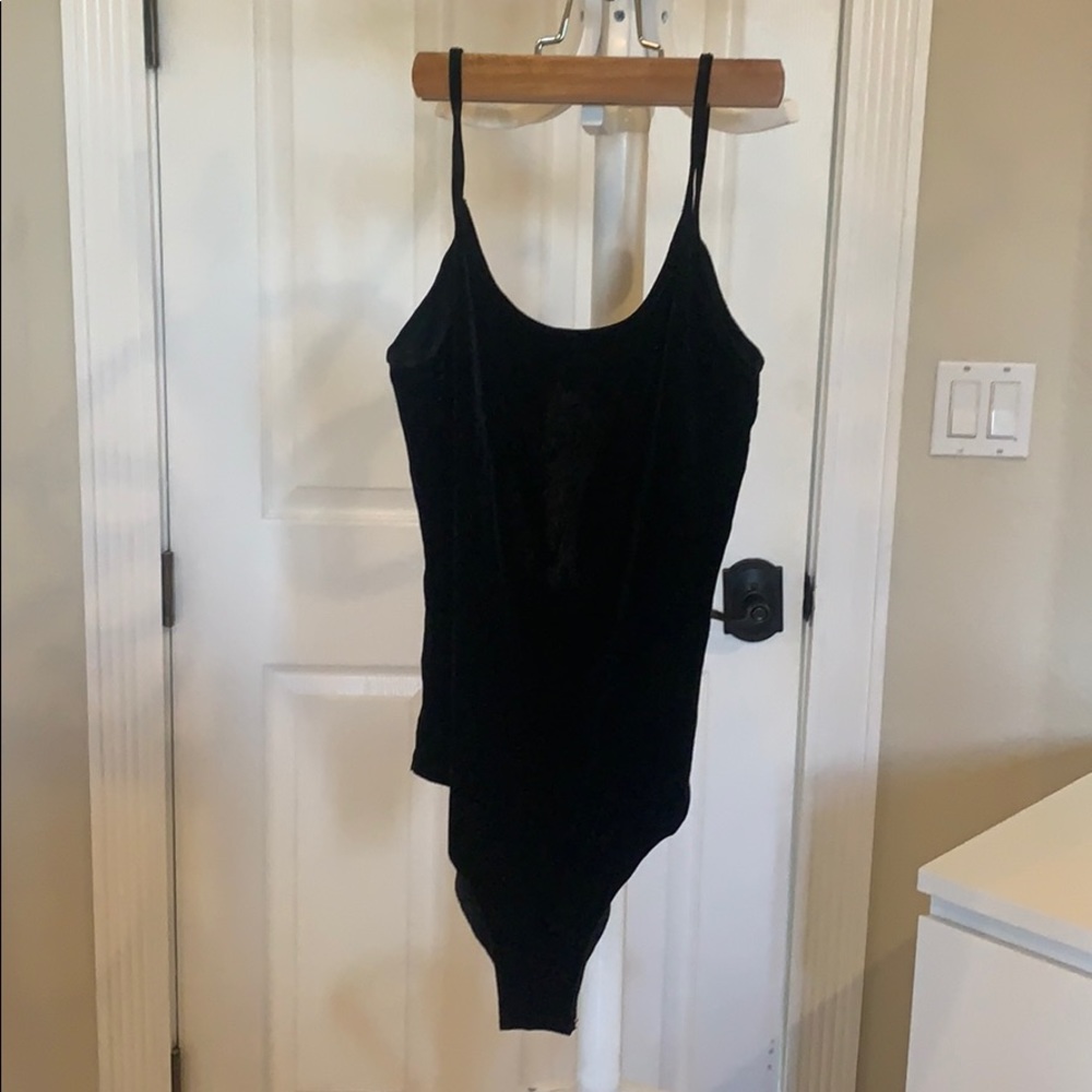Bodysuit black Zara S/M open back velvet